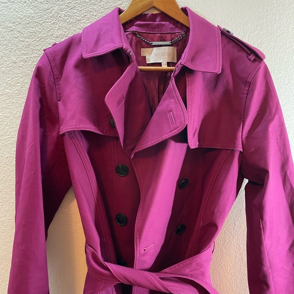 Hobbs of London Vibrant Pink Trench Coat Size 8/M $400 - Picture 4 of 12